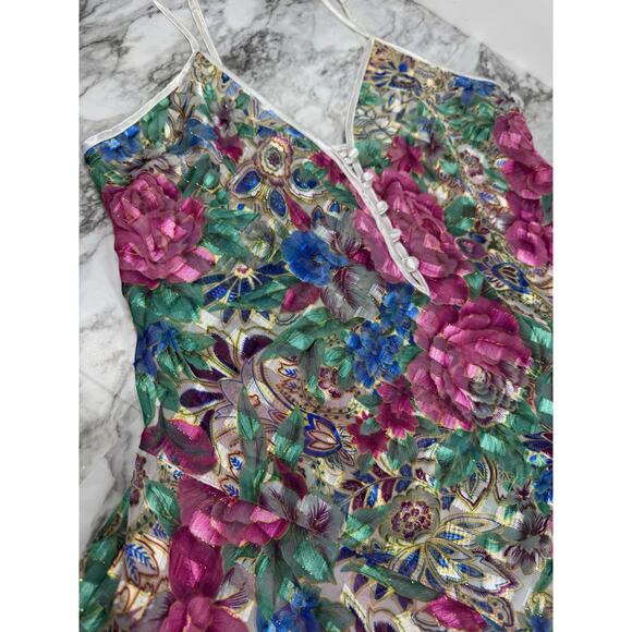 Vintage Victorias Secret Gold Label Lingerie Medium Teddie Floral Sheer Ruffle - Picture 2 of 11